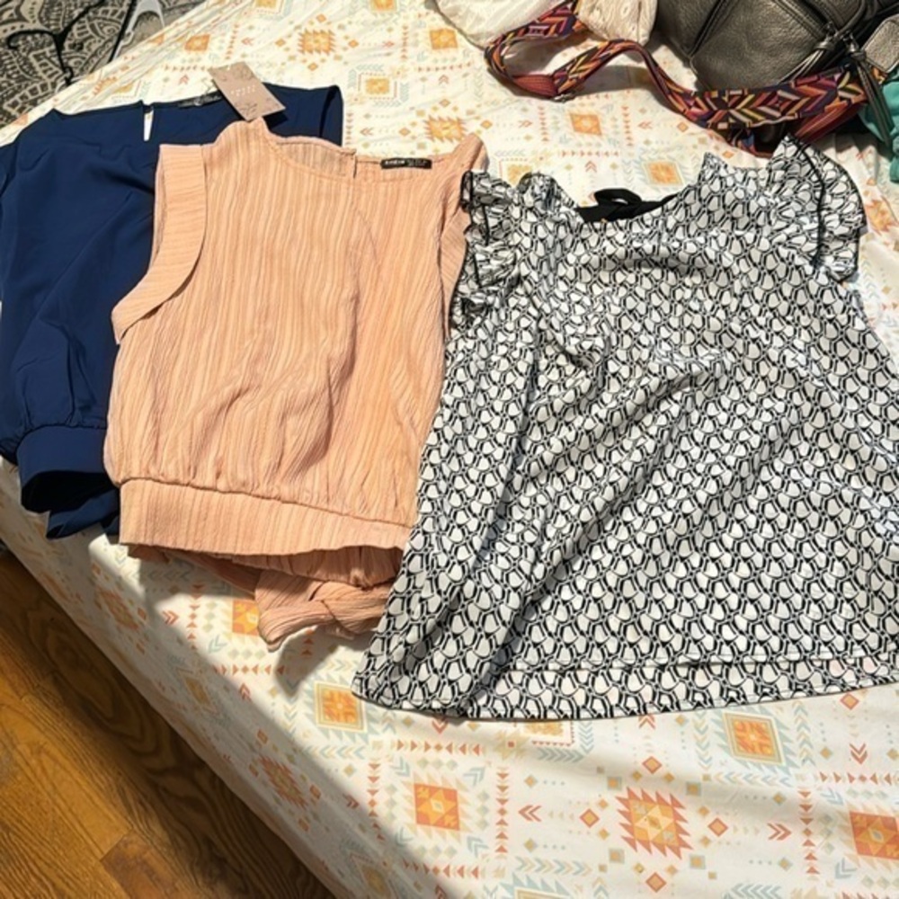 SHEIN || *Bundle* 3 Tie-Top Dress Shirts